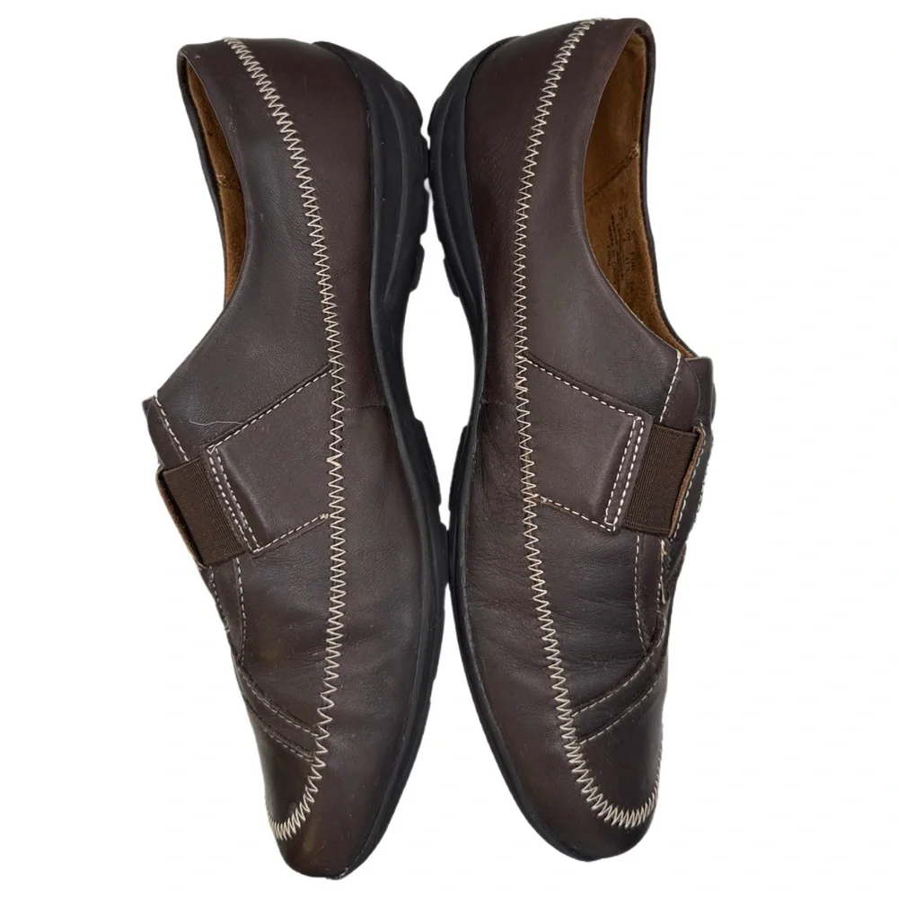 Natural Soul by Naturalizer Brown Leather Comfort Slip On Loafer 9.5M